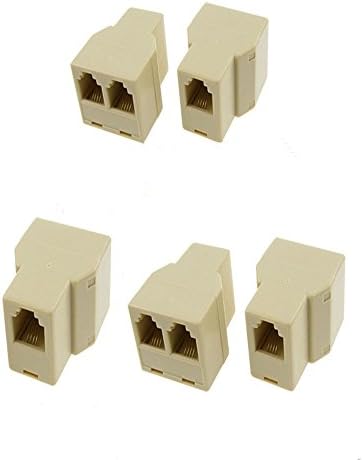 GFORTUN 5pcs RJ11 1 Male to 2 Female Plug 6P4C RJ11 Plug Telephone RJ11 Connectors Splitter Lines Cable Sharing Jointer Adapter Converter
