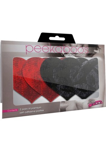 Peekaboo Peekaboo Pasties Stolen Kisses Hearts Black Taille Unique