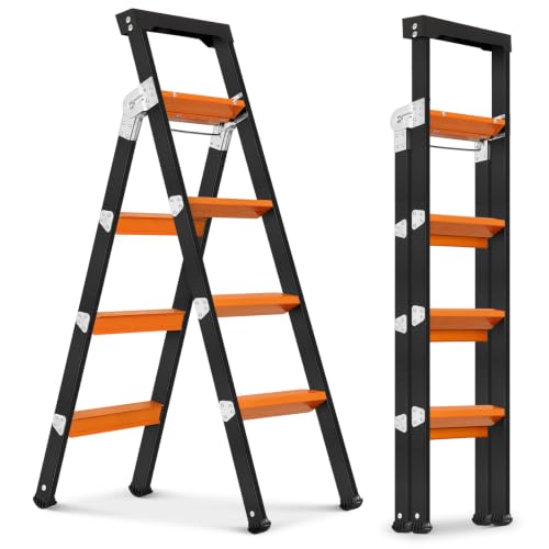 XinSunho 3-in-1 Multi-Position Step Ladder, 4 Step Steel Folding, 375 lbs