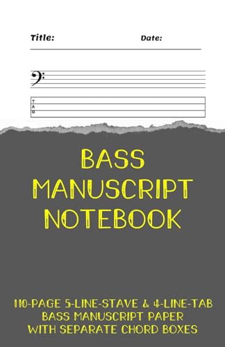 BASS MANUSCRIPT NOTEBOOK (POCKET SIZE, STAVES & TABS): Blank Tablature