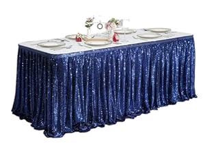 ZYAGH Pailletten Tischrock Marineblau 9FT-70x274cm