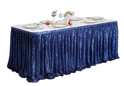 ZYAGH Pailletten Tischrock Marineblau 9FT-70x274cm