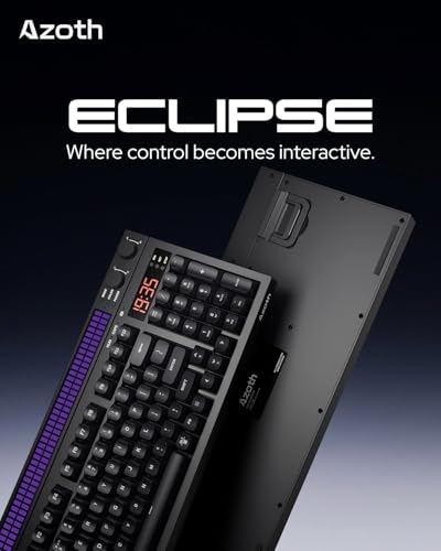 Image of AZOTH Eclipse Black 94 Keys Trimode Gaming Membrane Keyboard, RGB Backlit, Wireless Bluetooth 2.4G & Wired, 2 Knobs, Rhythm Light, Volume & Brightness Control, for PC Mac Laptop, 2000mAh Battery