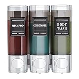 KSITEX Shower Soap Dispenser Wall Mounted No Drill Shampoo and Conditioner Dispenser for Shower With Large Capacity Hand Soap Dispenser for Bathroom Kitchen Hotel 300mlx3 Silver