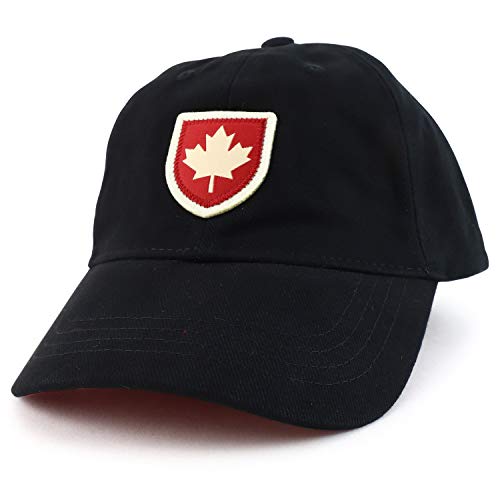 Armycrew Canada Maple Leaf Woven Shield Patch Brushed Cotton Baseball Cap - Black