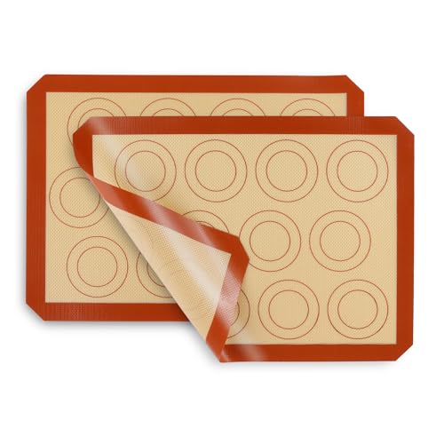P&P CHEF 15 Inch Silicone Baking Mats, 2 Pcs Reusable