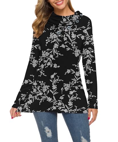 Image of WEACZZY Women's Long Sleeve Shirts Button Cowl Neck Casual Loose Tunic Tops Blouse Dressy Fashion 2026
