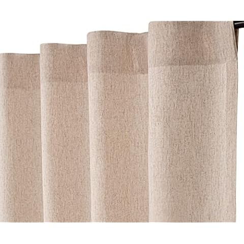 HOMIDATE Linen Curtains,Linen Drapes,Linen Curtain Panels,72" Window Flax Linen Curtains, Curtains for Window,Cotton Linen Flax Curtains,Flax Textured Curtains 50x72 inch Natural Set of 2 Cover