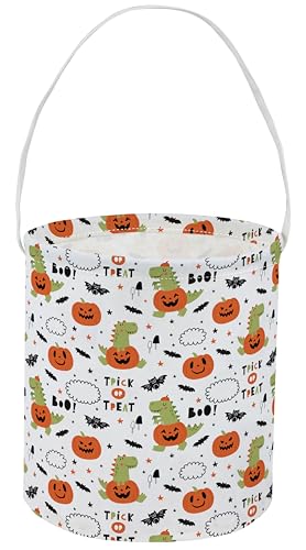 Image of Halloween Bucket for Trick or Treat Kids Halloween Pumpkin Bucket Halloween Candy Snack Baskets Pumpkin Halloween Party Decoration (Halloween Dinosaur)