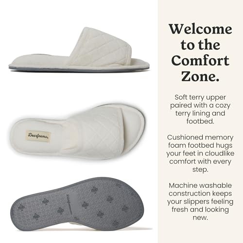Image of Dearfoams womens Slipper Memory Foam Summer House Shoe Beatrice Terry Slide