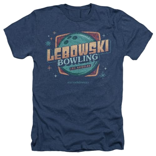 Popfunk The Big Lebowski Lebowski Bowling Unisex Adult Heather T Shirt, Navy Heather, 4X-Large