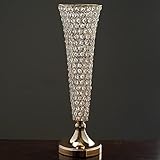 Efavormart Set of 2 Tall Gold Beaded Crystals Trumpet Floral Vase Wedding Centerpiece 23' Tall
