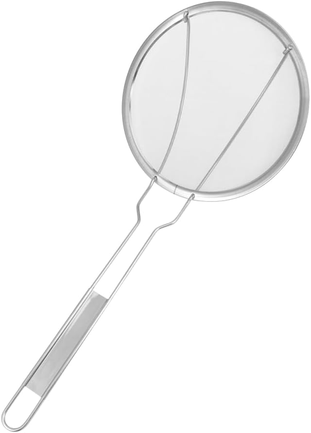 Stainless Steel Skimmer Ladle Fine Mesh Fry Skimmer with Long Handle 19.68in Strainer Spoon for Noodles French Fries Boiling Home Kitchen Restaurant Cooking