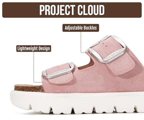 Image of Project Cloud 100% Genuine Leather Platform Sandals Women Footwear - Wedge Chunky Slides for Women 2026 with Memory Foam Insole & Cork Footbed Womens Sandals (GreeceChunky)