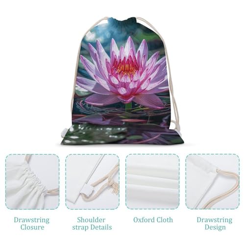 Drawstring Backpack Gym Bag Water Lily Light And Shadow Cinch Sackpack Waterproof Beach Bag for Women Men4