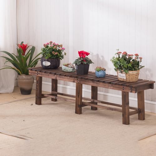 Banco de exterior sin respaldo en madera maciza anticorrosiva para jardin 7