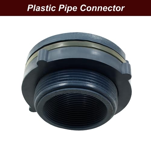 Image of 1pc 2 Inch NPT2 PVC Bulkhead Fitting | Plastic Water Tank Connector, Threaded Thru-Bulk Pipe Fittings, For Rain Barrels, Aquariums, Ponds, Pools