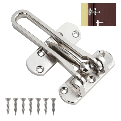 Door Chain Lock with Swing Bar Security for Front Door – Brushed Nickel Finish, Anti-Theft Zinc Alloy Door Guard, Easy Installation for Home and Hotel Wooden Doors