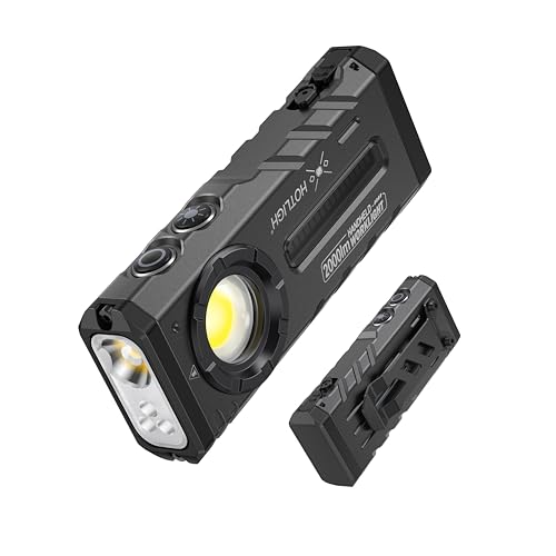 HOTLIGH Dual Power Rechargeable Flashlight - 2000 High Lumens EDC Flashlight with UV Inspection & RGB Light Small Magnetic LED Flashlight for Outdoor Travel Work