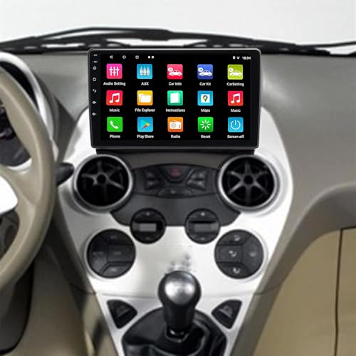 4+64G Double Din Car Stereo for Ford Ka 2008-2014 Wireless Carplay Android Auto 9" IPS Touch Screen Android 14 Car Radio GPS Navigation Bluetooth FM RDS Backup Camera WiFi Mirror Link SWC