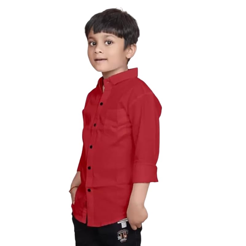 Image of Boys Cotton Blend Solid Full Sleeve Shirt with Spread Collar ? Casual Shirt for Kids