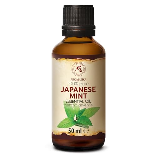 Ätherisches Öl Der Japanischen Minze 50 ml - Mentha Arvensis - Reines Ätherisches Minze Öl - für Diffusers und Duftlampen - Frischer Aroma - Minzduft - Aromakerze - Lufterfrischer - Aromatherapie