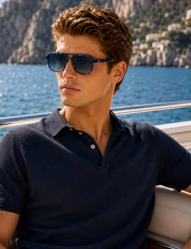 Image of BIRCEN Mens Acetate Polarized Sunglasses: Retro Square Sun Glasses UV400 Protection Anti-Glare Shades for Driving Travel
