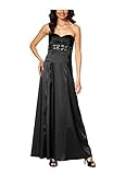  Laura Scott Evening Damen-Kleid Satin-Abendkleid mit Steinen Schwarz Größe 36
