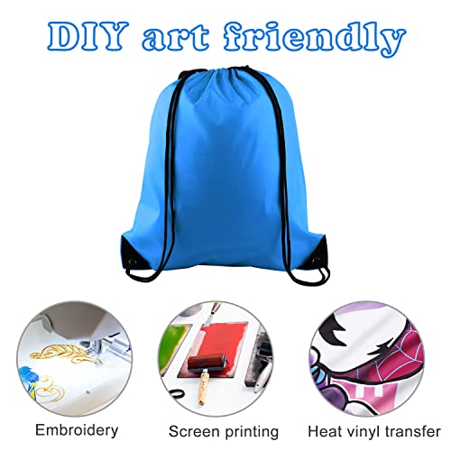 Kuuqa 2 Pcs Light Blue Drawstring Backpack Drawstring Bag Bulk Sports Cinch Bags String Backpack Storage Bags For Gym Traveling #TOP3
