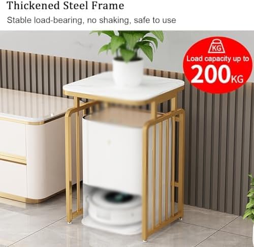 Robot Vacuum Stand Cabinet,Sweeping Robot Storage Rack,Metal Accent End Table with Wheels,Entryway Hallway Double Robot Vacuum Cleaner Shelf for Bedroom Dorm Room