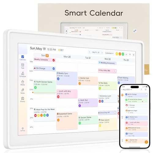 15.6" Digital Wall Calendar–2026 Smart Digital Calendar Planner w/Touchscreen Chore Chart, Meal Planner & Calendar Sync – Ideal Thanksgiving, Christmas & New Year Gifts for Moms, Parents & Families