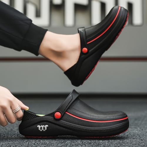 SECHRITE Men's and Women's Work Clogs - Unisex Garden Chef Shoes for Women and Men Non Slip Waterproof Slip on Mules Nurse Kitchen Food Service Restaurant Shoes Zapatos de Chef Cocina Black 41-42 by SECHRITE - Used condition - Image 7
