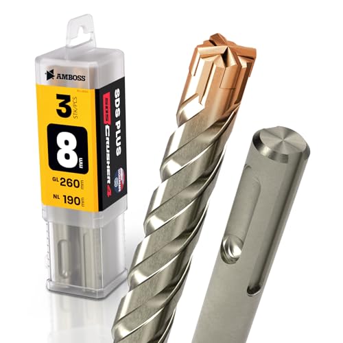 SDS Plus Hammerbohrer 4X Schneiden PGM Ø 8.0mm x 190mm - AMBOSS Werkzeuge SDS Crusher 4 - HM Betonbâ€¦ – Miniatur