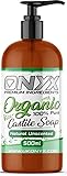 Onyx Organic Castile Liquid Soap, 100% Pure & Natural, Vegan, SLS and SLES Free (500ml with Pump (Unscented))