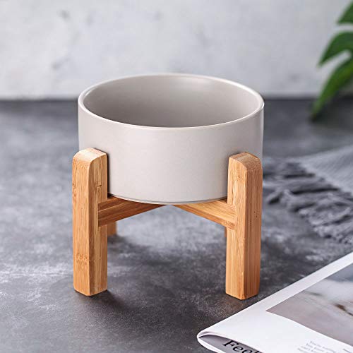 Ceramic Elevated Raised Cat Bowl with Wood Stand No Spill Pet Food Water Feeder Cats Small Dogs - Image 4