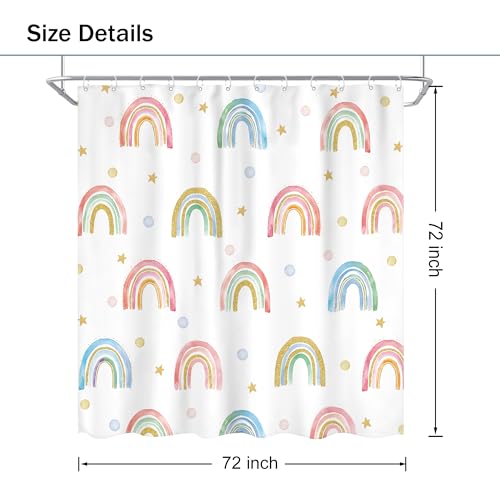 Image of Kids Shower Curtain Rainbow Bathroom Curtain Sets | free plastic hooks，waterproof，machine washable