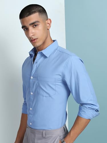 Image of Highlander Men's Slim Fit Shirts | Solid | Long Sleeves | Spread Collar | Formal Shirts | Men Shirts