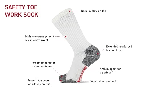 Wolverine Men's Safety Toe Work Boot Crew Socks - 2 Pairs - Durable Cushioning4
