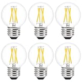 Sunaiony G16.5 Light Bulbs 40 Watt Equivalent E26 Globe Bulb Dimmable, Small Globe Light Bulbs LED 4W 2700K Warm White, Clear Glass, Pack of 6