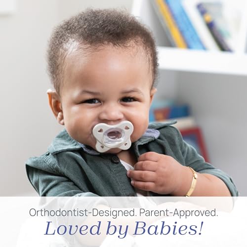 Image of Chicco PhysioForma Dual Soft Orthodontic Pacifier for Babies 2-6 Months, 100% Soft Silicone, Supports Breathing, One-Piece Design, Included Sterilizing Case, BPA Free, 2-Pack, Pearl /Sky