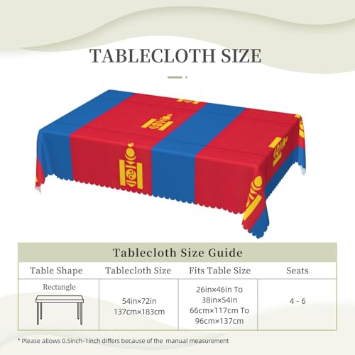 Nappe drapeau mongol imprimé rectangulaire en tissu résistant pour buffet - 7