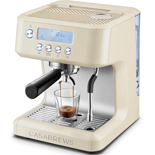 CASABREWS Ultra Espresso Machine with LCD Display, 20 Bar Espresso Maker with Powerful Milk Frother, Customizable Brewing Temperature, Barista-Level Latte and Cappuccino Machine for Home, Bl