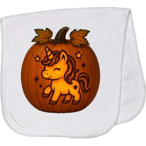 inktastic Halloween Unicorn Pumpkin Baby Burp Cloth White 46171