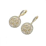 Wiftly Pendientes para mujer y niña, plata 925 con circonitas, colgante de flores nobles, vintage, elegante aro de aro con purpurina, joyas para hija/novia/mujer (dorado), Plata