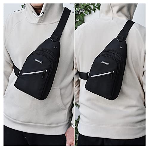 Aisijimo Small Sling Bag For Women Men Casual Crossbody Sling Backpack (Black-B) #TOP2