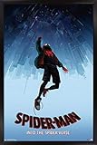 Trends International Marvel Man-Into The Spider-Verse-Falling Wall Poster, 22.375 in x 34 in, Black Framed Version
