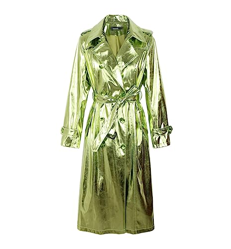 Trench-coat en cuir verni brillant FULBHPRINT pour femme au style européen chic