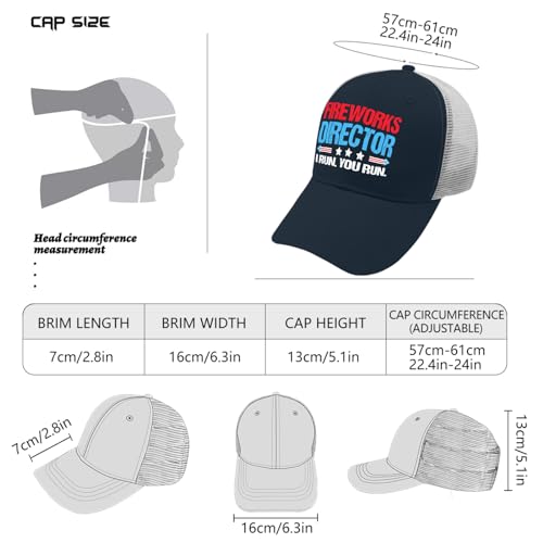 Image of Fireworks Director I Run You Run Golf hat Trucker Cap Marine Blue Mens Hats and caps Gifts for Mom Cool Cap