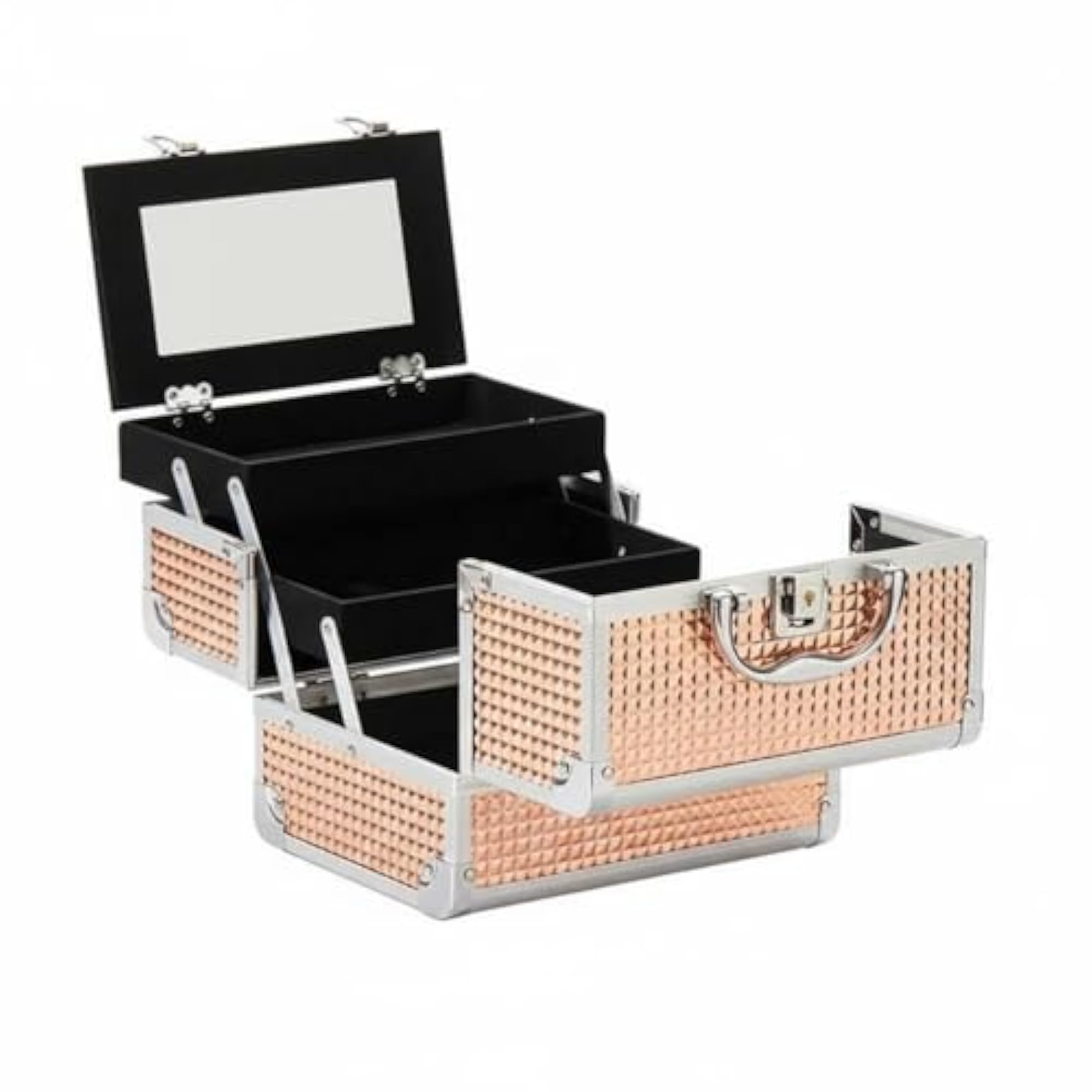 Large Capacity Makeup Box with Mirror, Portable Beauty Suitcase