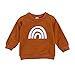 WangsCanis Felpe Casual per Bambino Neonato Top Tinta Unita Pullover con Stampa Arcobaleno Girocollo Manica Lunga (Marrone, 3-4 Anni)